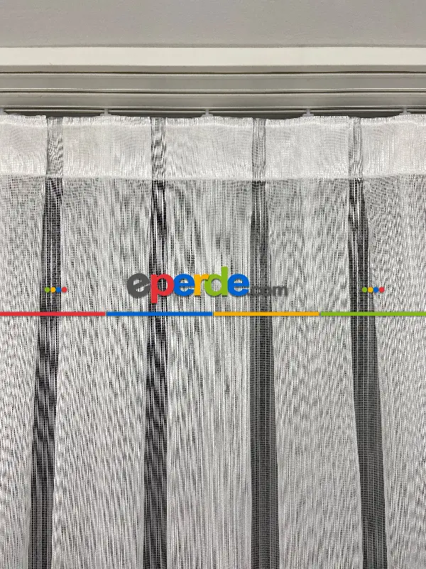 Salon - 2021armürlü Kendinden Çizgili Salon Tülü