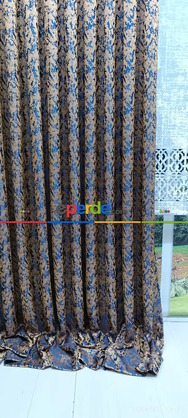 Yatak Odası - 2023 Elit Modern Desenli Fosforlu İplik Dokuma Fon Perde - 2