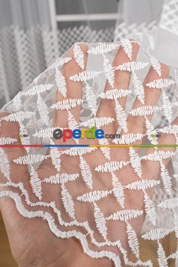 Kampanyalı Brode Tül Perde - Ekru