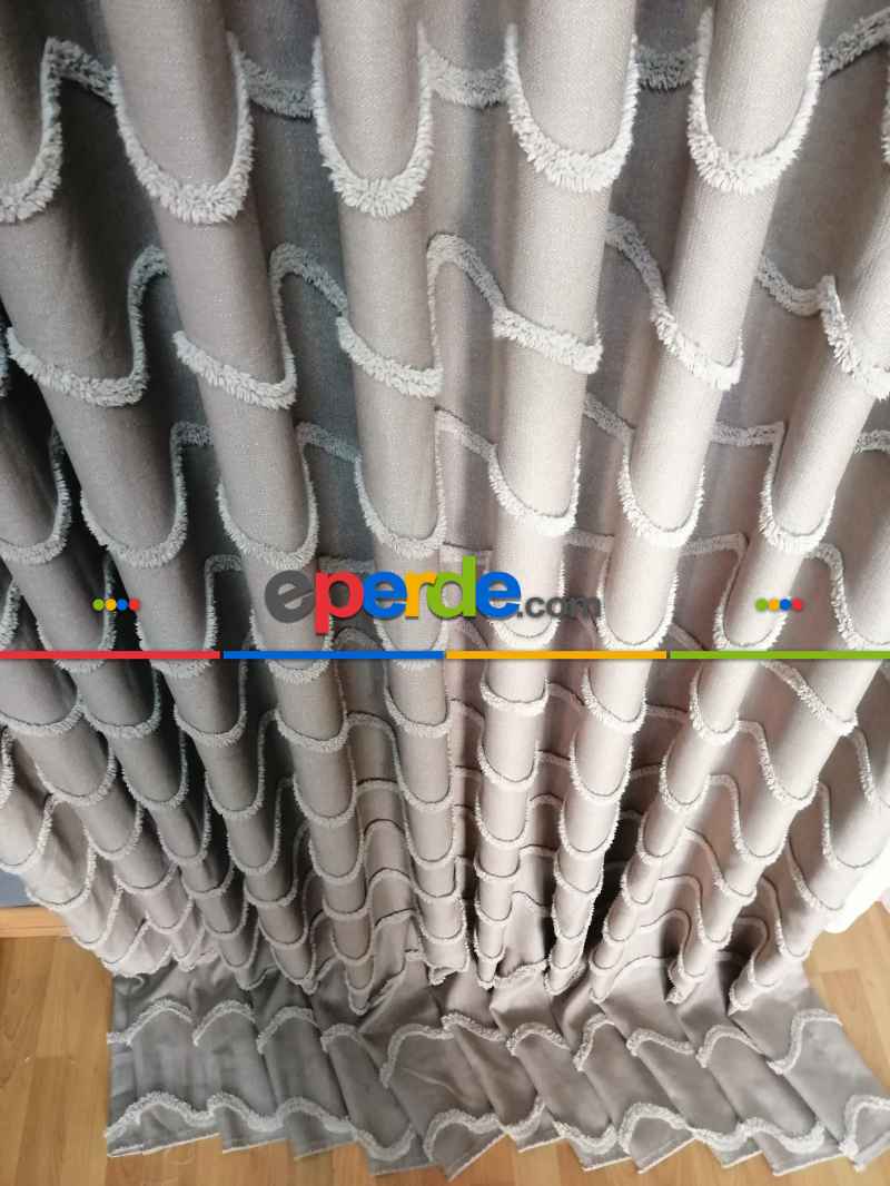 Sultan Desenli Keten Fon Perde - Antrasit