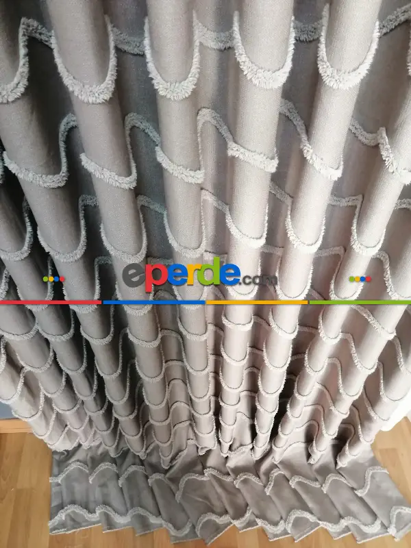 Yatak Odası - Sultan Desenli Keten Fon Perde - Antrasit