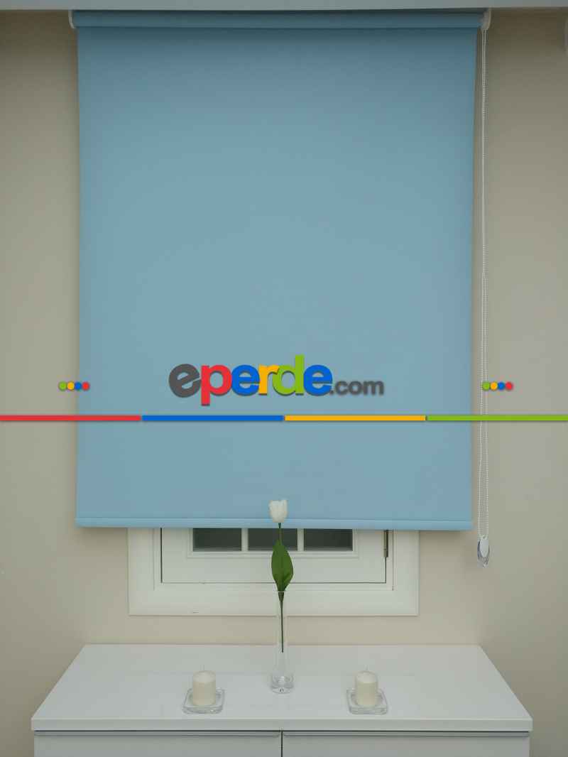 Mavi Renk Stor Perde- Pvc Mat Stor Perde - Açık Mavi 1. Kalite- Mavi-mavi Açık