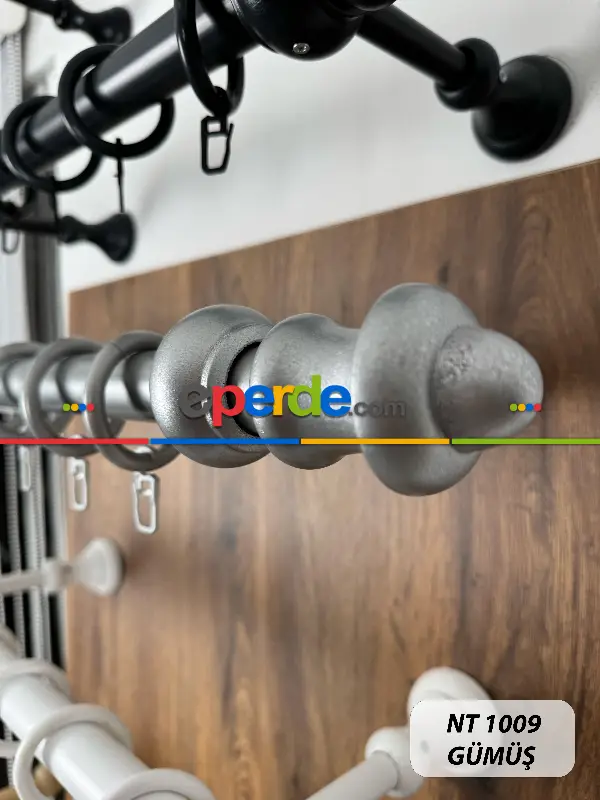 Gümüş Yaldız Raylı Veya Raysız Plastik Halkalı Rustik Perde Askısı