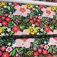 Çiçek Desenli Fon Perde Evm298 - Kumaşı Kalındır Duck Bezi Değildir.- Siyah-Kırmızı-Pembe-Siyah Kırmızı-Çok Renkli