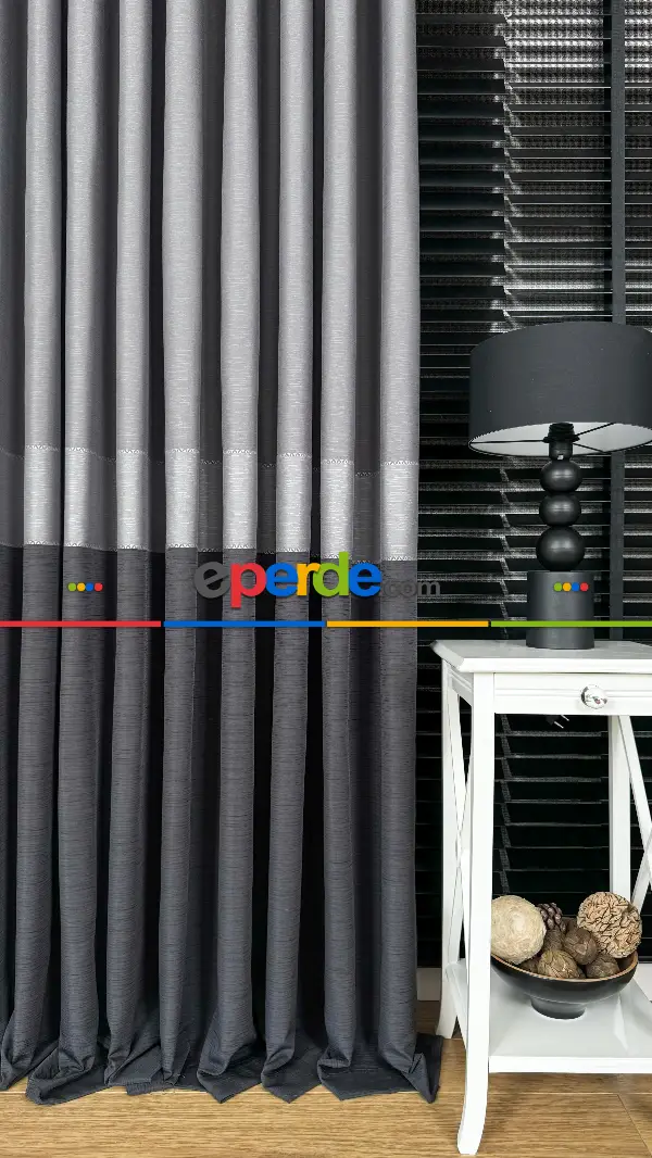 Açık Gri Ve Antrasit Gri Jakar Dokuma Fon Perde, Premium Kalite Serisi