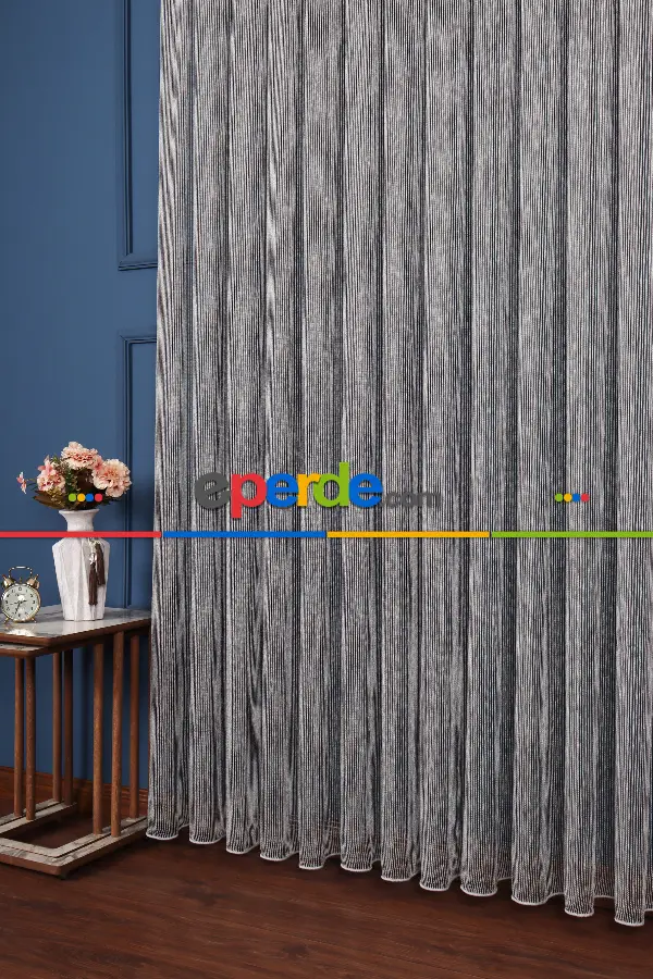 Salon Tül - Luka Gri-antrasit Düz Tül Perde Ütü İstemez