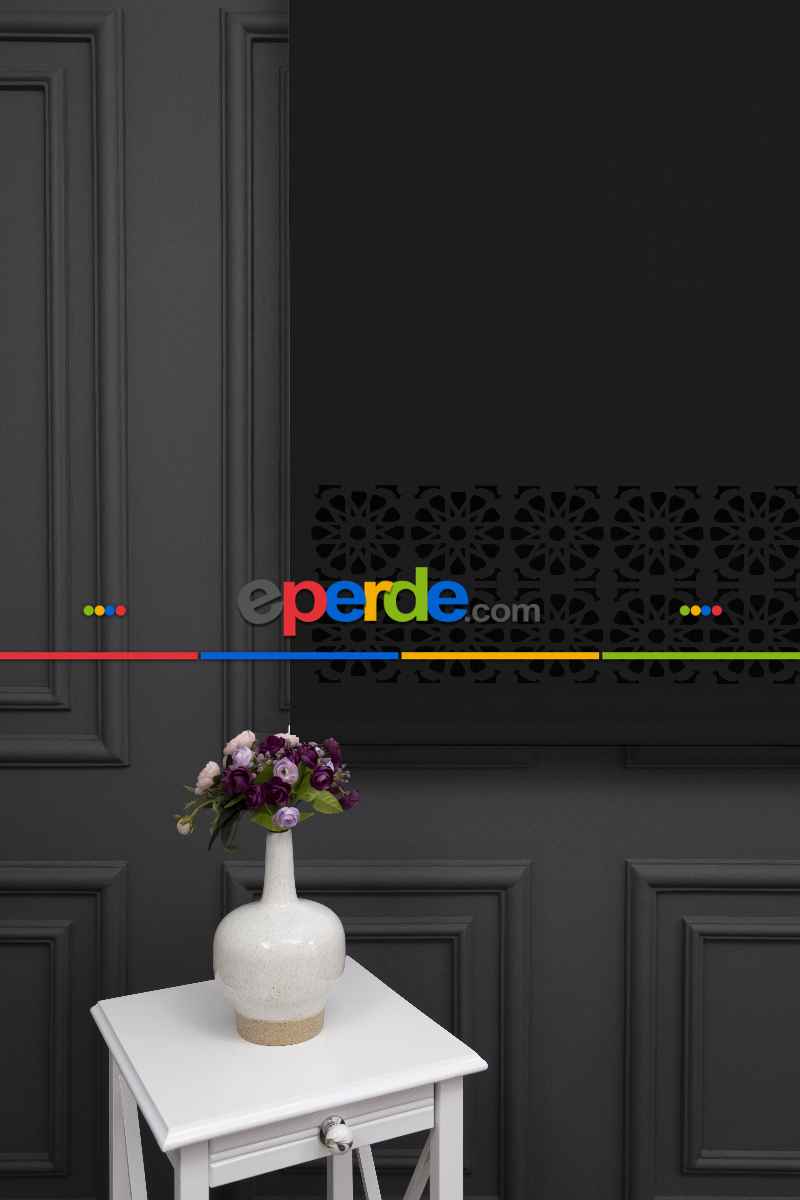 Siyah Renk Lazer Kesim Mat Stor Perde (ister Düz - İster Lazer Kesimli Satın Alın)