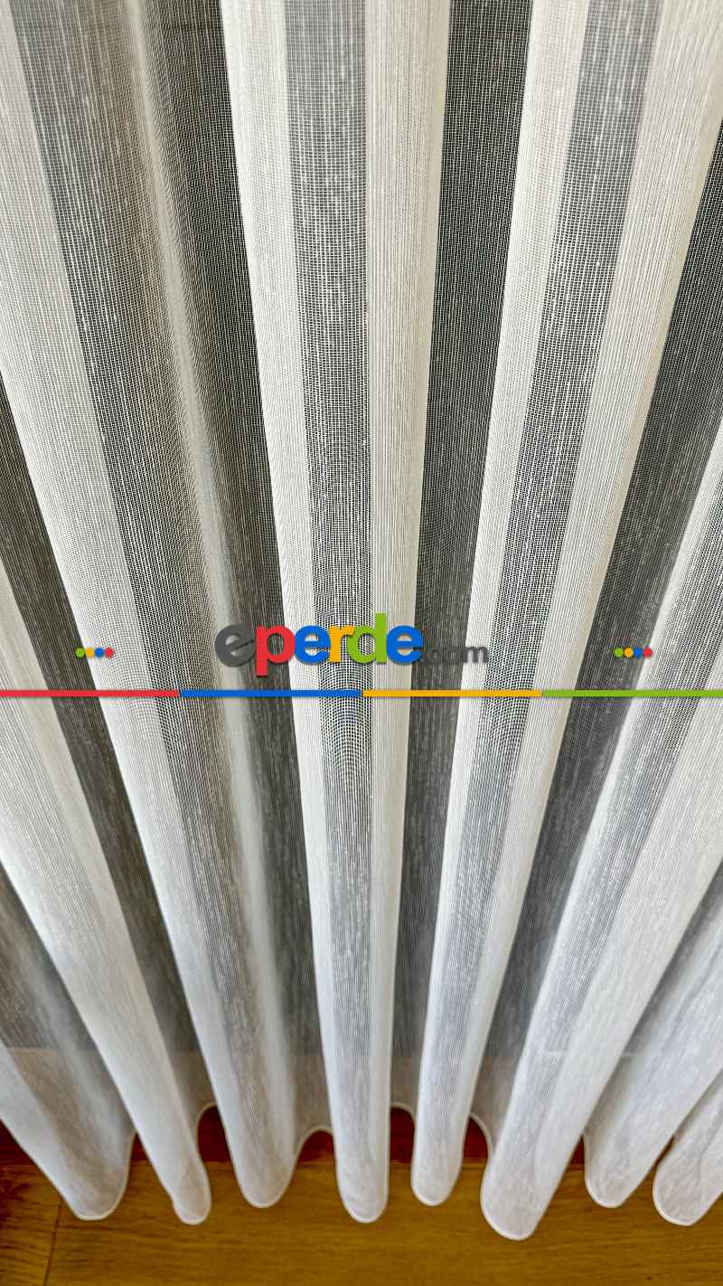 Ütü İstemeyen Koyu Krem Keten Şantuk Tül Perde - Armür Dokuma Kurşunlu Tül Perde