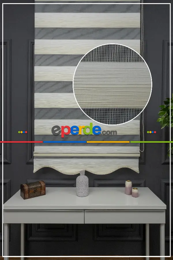 Oturma Odası - Açık Krem Renginden Koyu Krem Rengine Geçişli Plise Zebra Perde