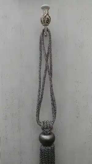 Bukle Gri Braçol Perde Bağı- Gri-füme-antrasit