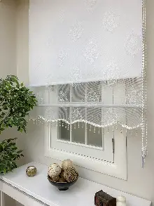 Mutfak Tül Stor Perde - Çiftli Sistem- Ekru