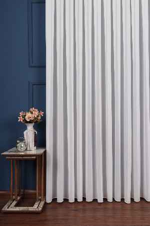 Krep Ekru Düz Tül Perde