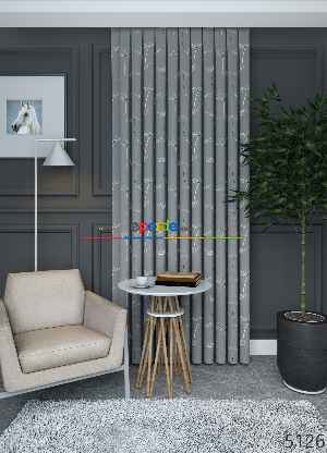 Dökümlü Kumaştan Yaprak Desenli Mavimsi Gri Tek Kanat Outlet 1. Kalite Fon Perde