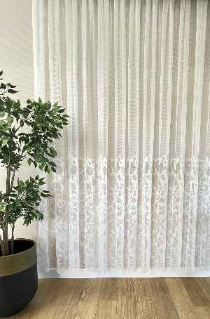 Hazır Ölçülü Fileli Örme Eteği Desenli Normal Pileli Tül Perde