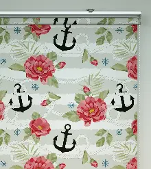 Çapa Baskılı Stor Perde- Kırmızı-beyaz