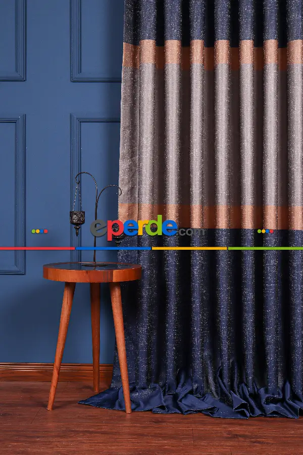 Salon - Yeni Sezon Pano Fon Perde - Lacivert- Vizyon