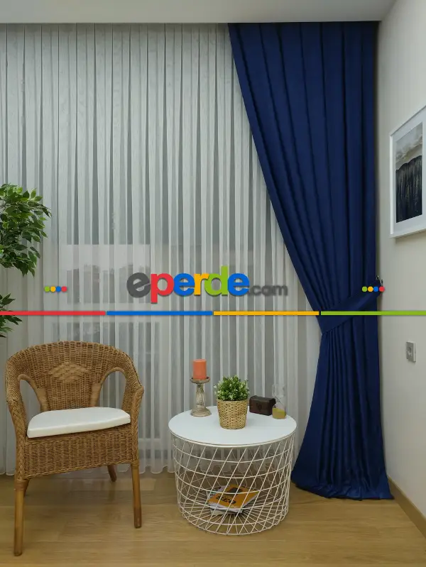 Soft Saks Mavi Fon Perde (180)- Saks Mavi