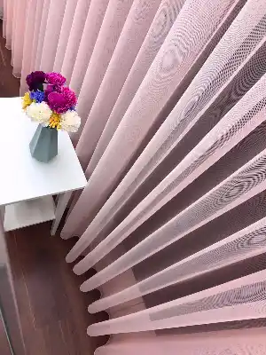 Yavru Ağzı-pembe Rengi Grek Tül Perde - Petek Zemin- Pembe-yavru Ağzı - Kurşunlu Tül