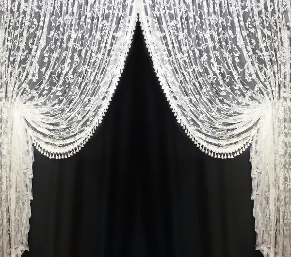 Salon Saçaklı Kruvaze Modeleri Cam Kırığı- Beyaz-Ekru