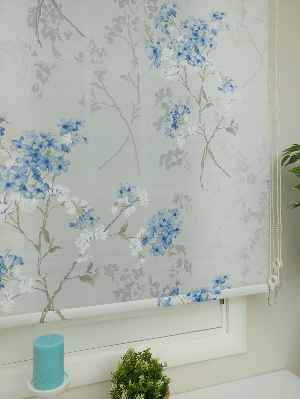 Fantazi Stor Perde Özel Yakma Serisi- Mavi-ekru