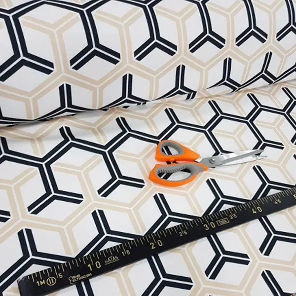 Geometrik Desenli Fon Perde Evm216 _g - Kumaşı Kalındır Duck Bezi Değildir.- Siyah-Gri-Füme-Antrasit-Beyaz