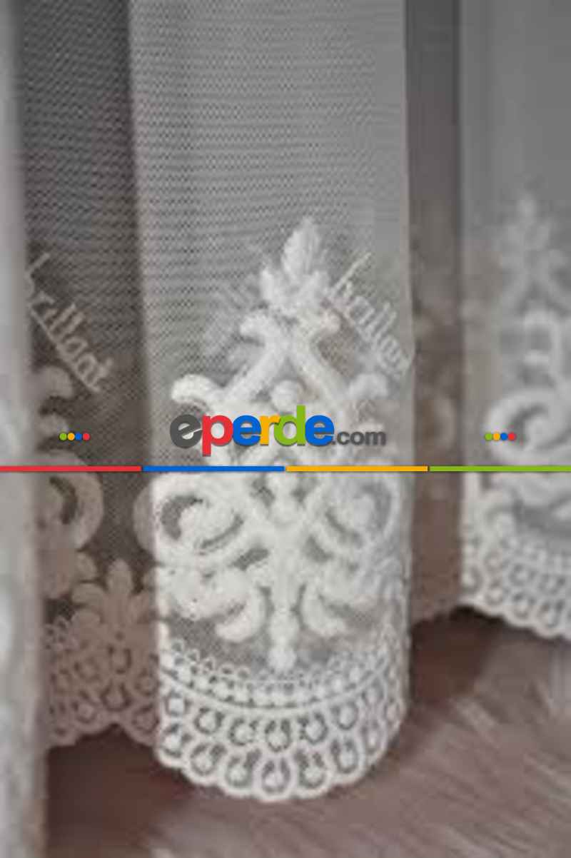 Mutfak - Brillant Arne Desen Nakışlı Orjinal Tül Perde