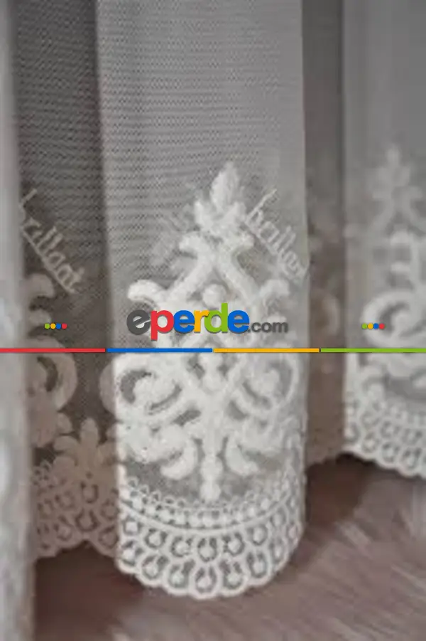 Mutfak - Brillant Arne Desen Nakışlı Orjinal Tül Perde