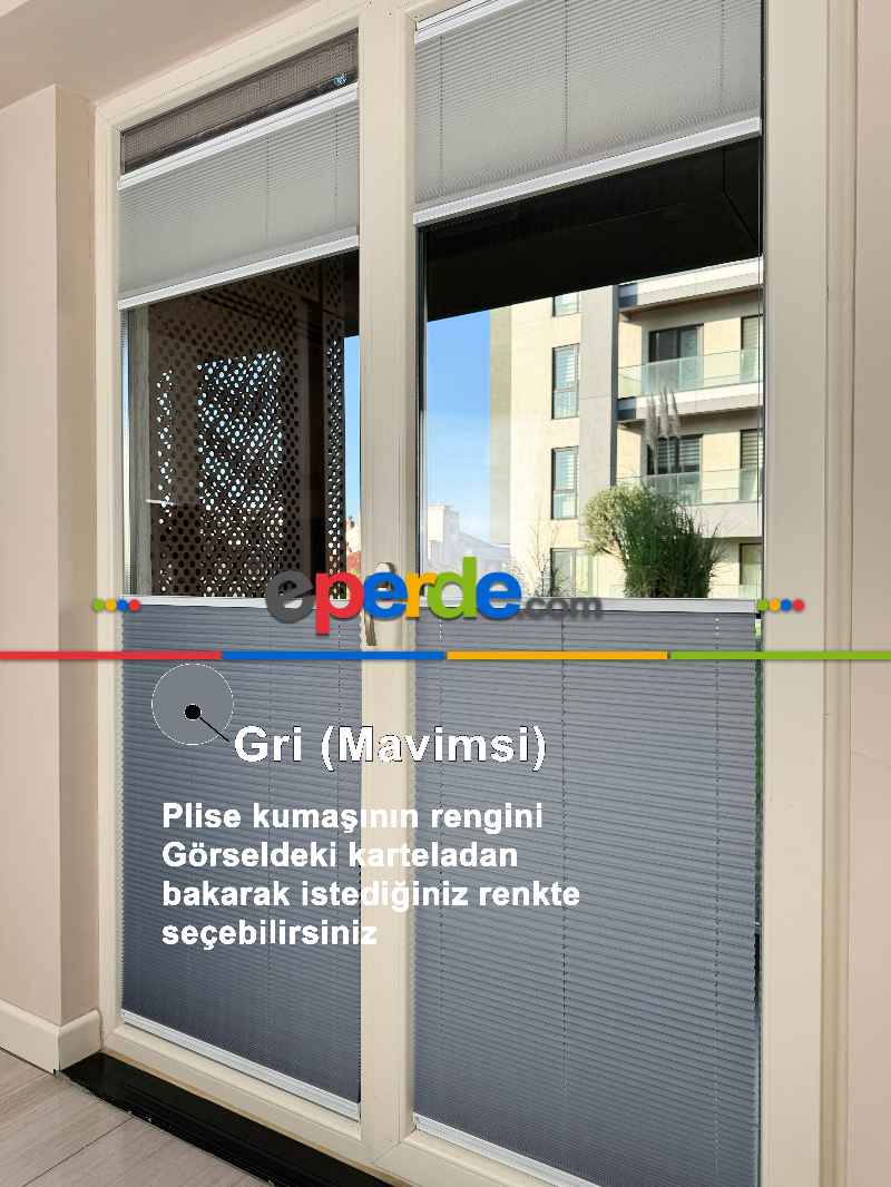 Mutfak Yapışkanlı Sistem - Tüllü Plise Perde - 15 Renk - Plise Perdeyi Hem Tül Hem Kalın Perde Olarak Kullanın