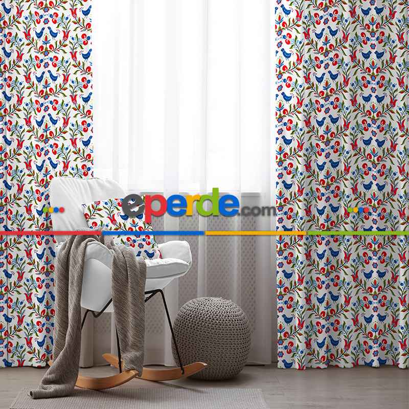 Mutfak Fon Perde Baskılı Evm230 E- Beyaz