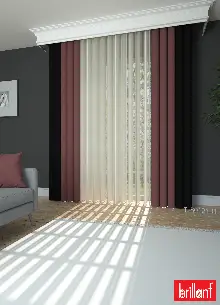 Yatak Odası - Brillant Akıllı Tül Siyah-somon Perde Tül Dikey Zebra Perde Düz 1. Kalite