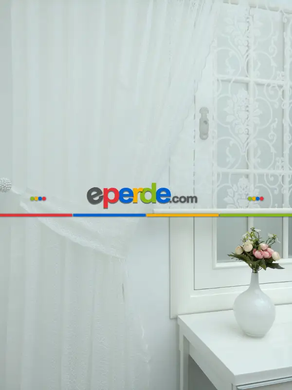 Ekru Kdk Örme Tül Fon Perde#- Ekru