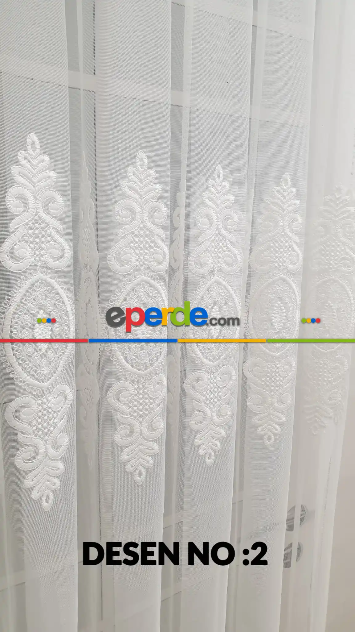 Salon - Nakışlı Damask Motif Salon Tül Perde- Ekru