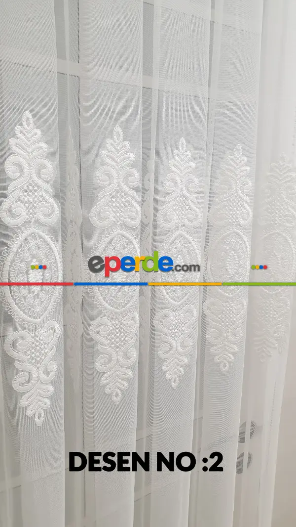 mutfak - Nakışlı Damask Motif Tül Perde- Ekru