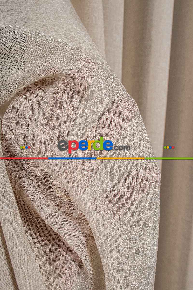 Yatak Odası - 5 Renk Seçeneği - Özel Seri Krem Keten Tül Perde - Premium Seri - Ana Görsel Sütlü Kahve Rengindedir.