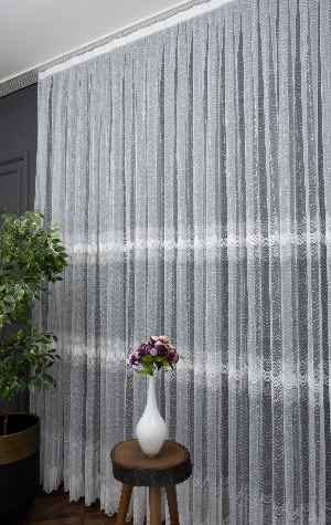 İşlemeli Spor Desenli Brode Tül-kırık Beyaz