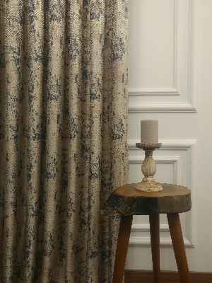 Antrasit Gri Bej Tonlarında Desenli Jakar Fon Perde En 150 Cm