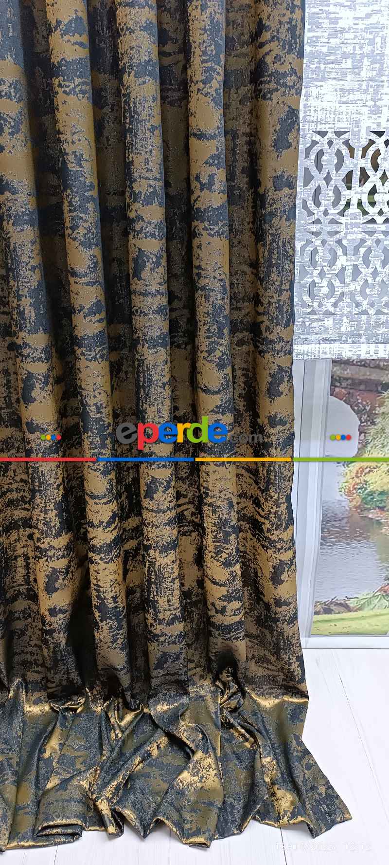 Oturma Odası -  2025 Elit Modern Damask Desenli Fosforlu İplik Dokuma Fon Perde - 1