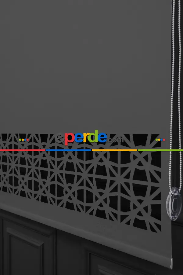 Salon Stor - Koyu Gri Renk Lazer Kesim Mat Stor Perde (ister Düz - İster Lazer Kesimli Satın Alın)