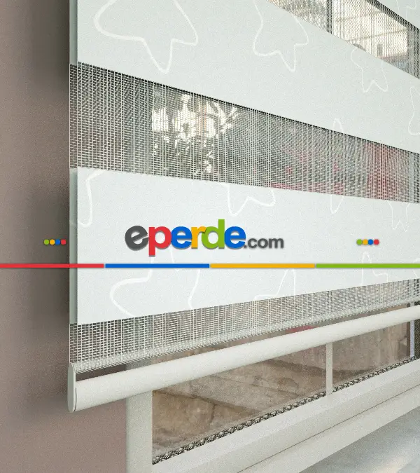 Yıldız Desenli Baskılı Zebra Perde- Çok Renkli