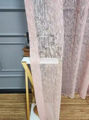 Yağmur Sade Düz Pudra Pembe Renkli Ütü İstemez Tül Perde