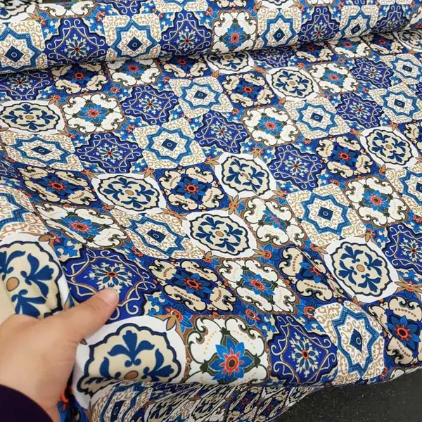 Etnik Desenli Fon Perde Evm400 _e - Kumaşı Kalındır Duck Bezi Değildir.- Lacivert-Mavi-Beyaz-Çok Renkli