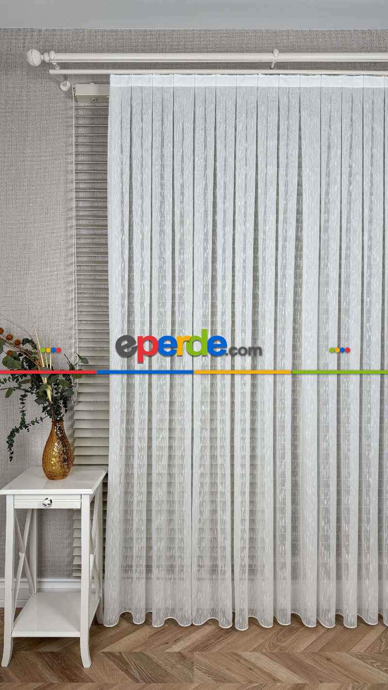 Ekru, Bambu Keten,tül Perde,yumuşak Ve Dökümlü