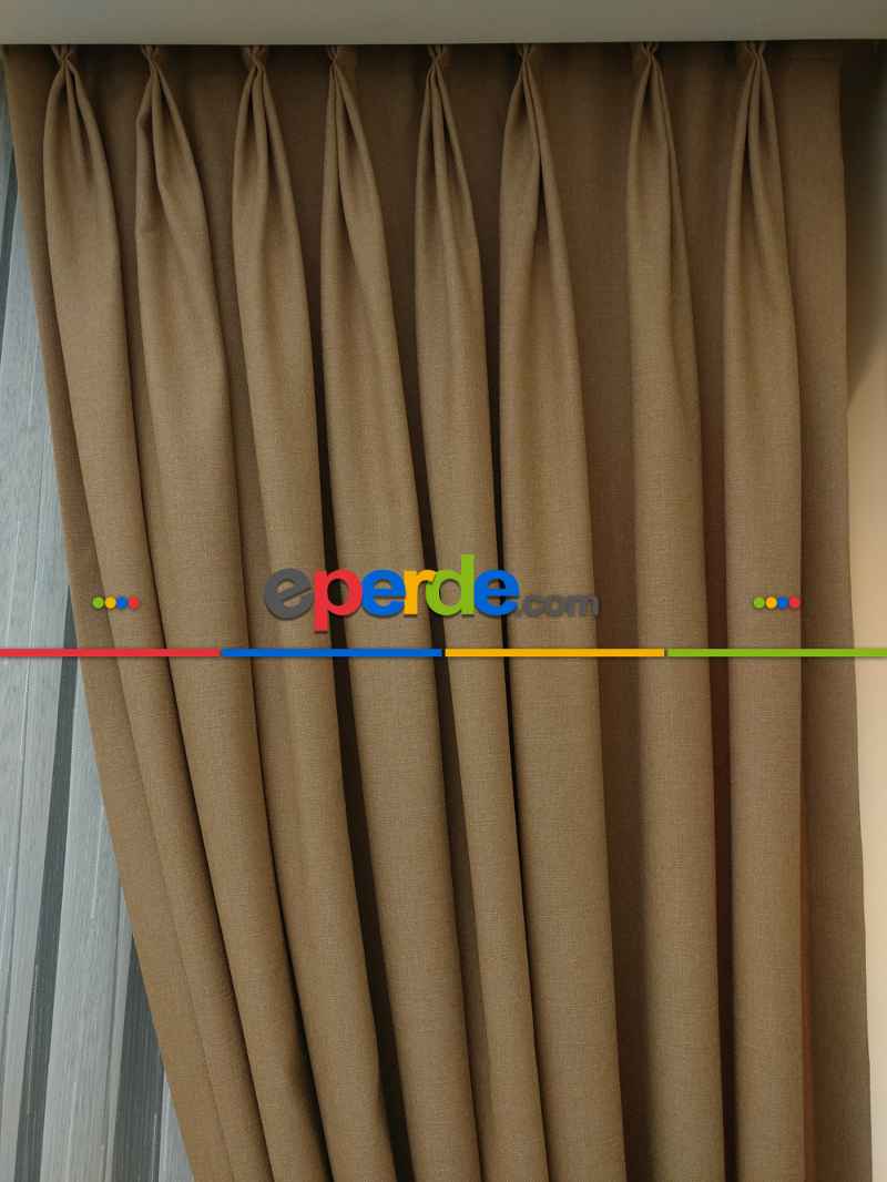 Bej Rengi - Düz Keten Fon Perde ( Keten Fon Perde)- Bej