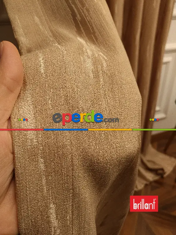 Brillant Jakar Fon Camel Renk Düz Fon Perde - Camel