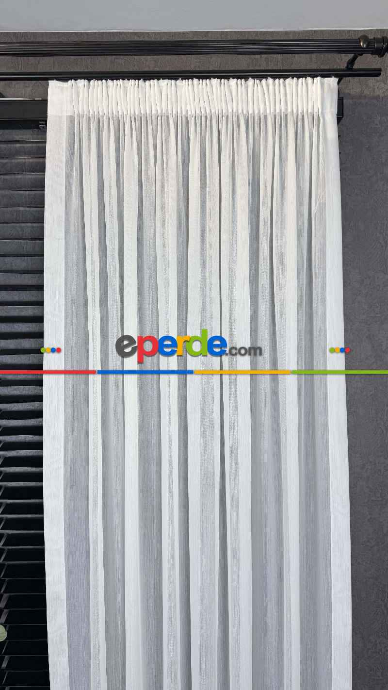 Yatak Odası - Ekru Bambu Büzgülü Ekstraforlu Tül Perde