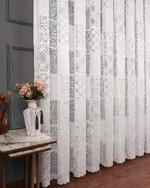 Tül Perde - Desenli Tül - Örme Tül - Patchwork Desen