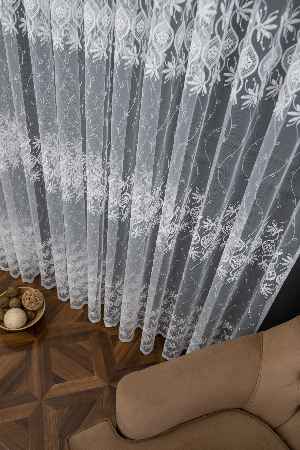 Brode Yoğun İşlemeli Tül Perde Çok Dökümlü - Ütü İstemez - İtinalı Dikiş