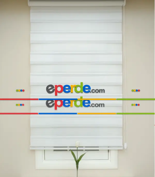 Mutfak- Elit Beyaz Bambu Simli Perde- Beyaz