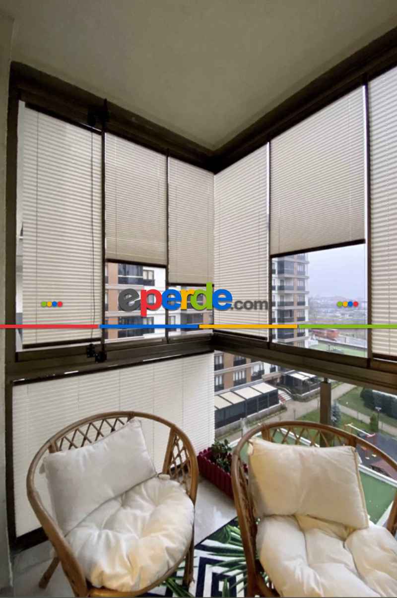 Brillannt Plise Perde - Cam Balkon Perdesi - Pimapen Perdesi - Krem Rengi (20 Renk) Kolay Montaj Yaylı Sistem, Vidalı Sistem Veya Yapıştırma