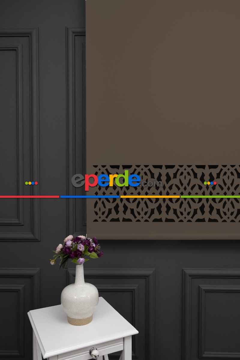 Kahverengi Renk Lazer Kesim Mat Stor Perde (ister Düz - İster Lazer Kesimli Satın Alın)